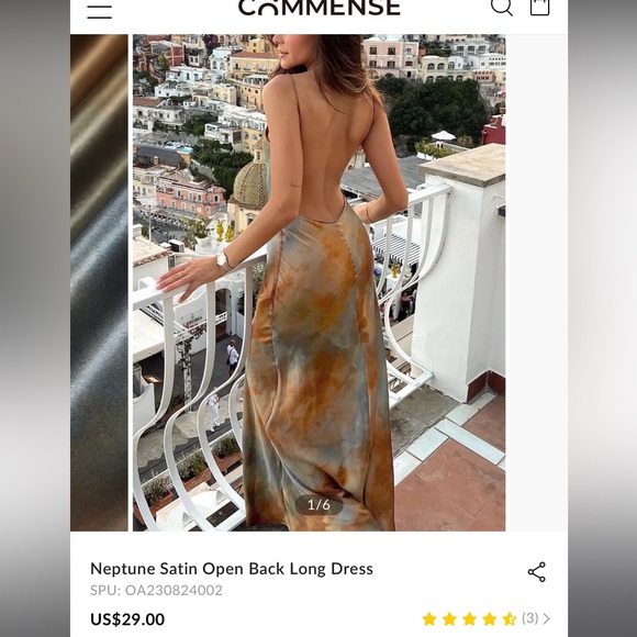 Neptune Satin Open Back Long Dress from Commense - Picture 1 of 2